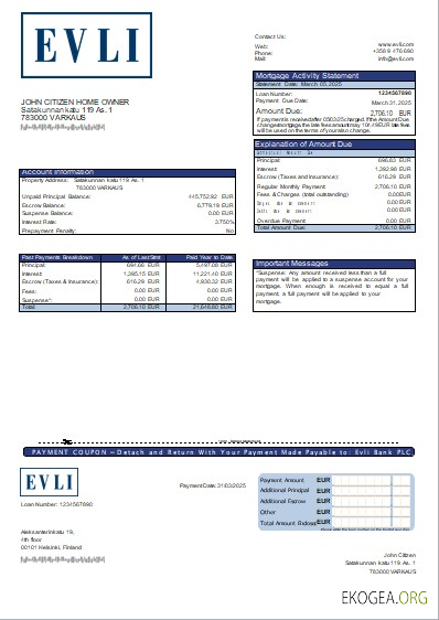 Finlande Evli Bank PLC relevé d'hypothèque bancaire scr